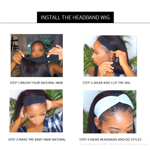 Wholesale High Quality Cuticle Aligned Brazilian virgin Human Hair Natural Looking Half Headband Wigs For Black Women